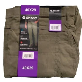 HI-TEC Mens 5 Pocket Performance Cargo Pants, Tan, Green, Gray, Water Repellent