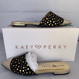 Katy Perry Pointed Toe Metallic Star Mules Gold Black